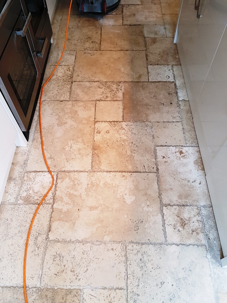 Limestone Kitchen Floor Before Cleaning Chesterfield