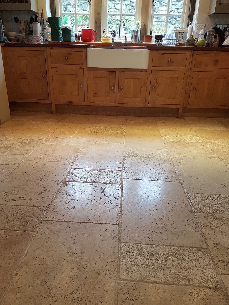 Travertine Kitchen Floor Before Cleaning Parwich