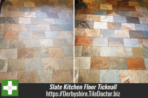 Refreshing Dull Slate Kitchen Floor Tiles in Ticknall