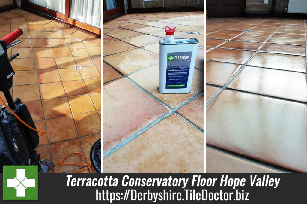 Removing Wax and Restoring Colour to a Terracotta Tiled Conservatory Floor