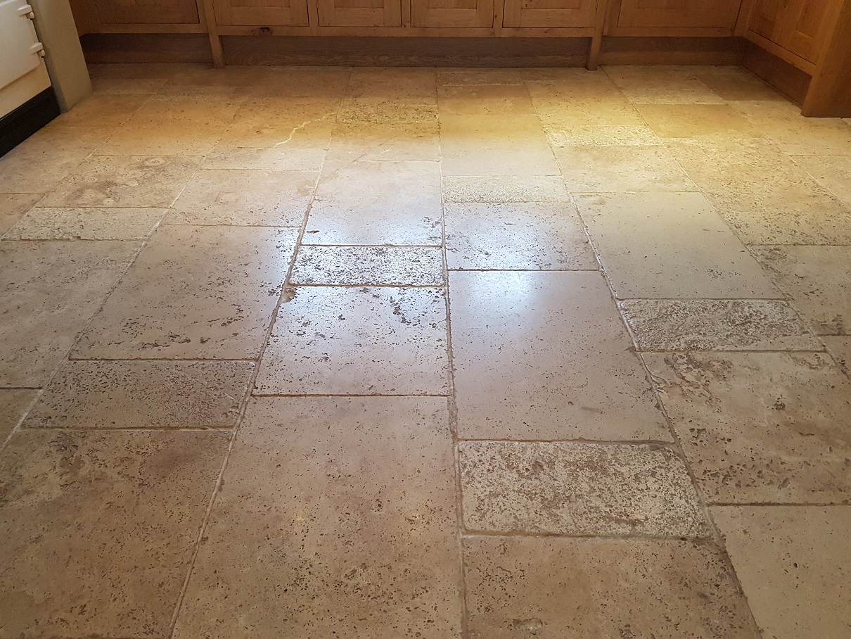 Travertine Kitchen Floor Before Cleaning Parwich