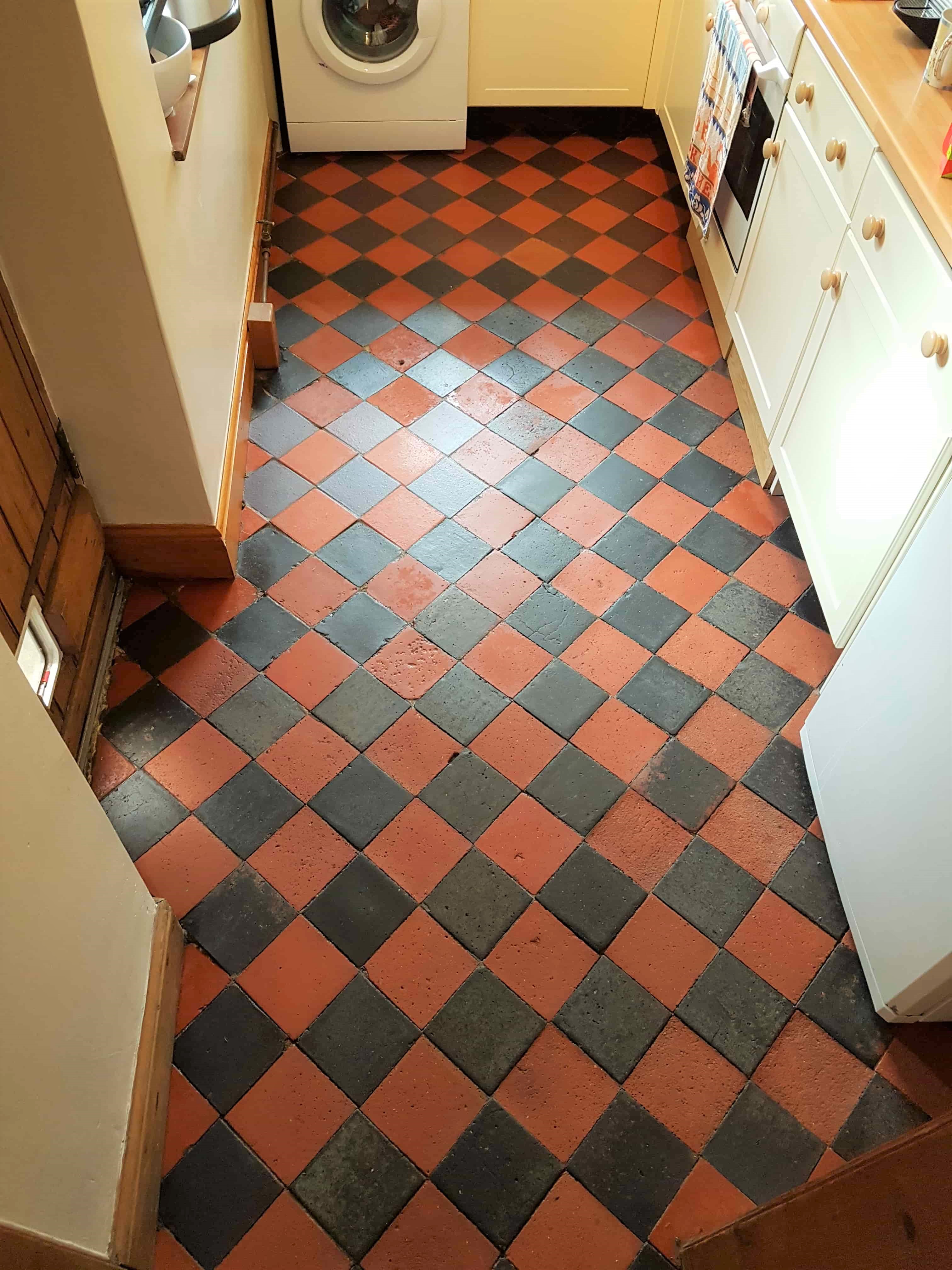 Red Black Quarry Tiled Floor After Cleaning Buxton