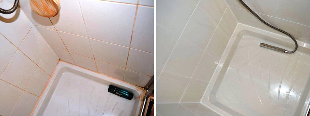 Shower Cubicle Before and After Restoration in Glossop
