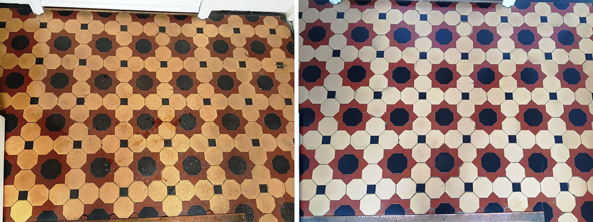 Victorian Tiles Before and After Cleaning Buxton