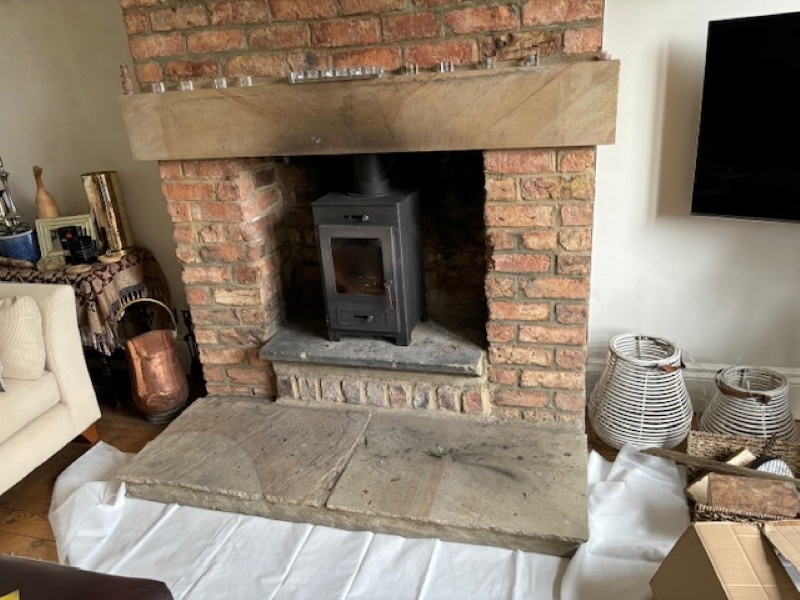 Sandstone Hearth and Mantle Before Cleaning Chatsworth