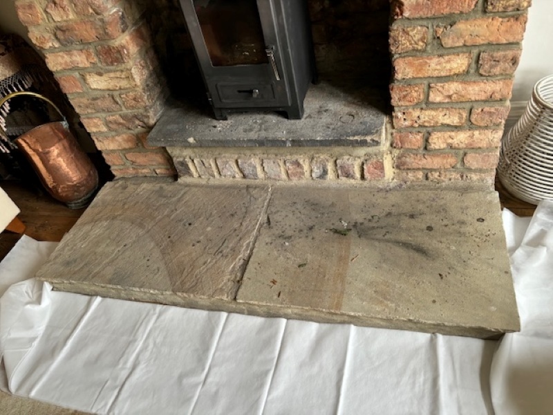 Sandstone Hearth and Mantle Before Cleaning Chatsworth