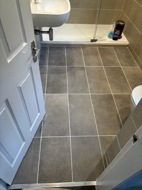 Bathroom Floor After Ivory Grout Colouring in Matlock