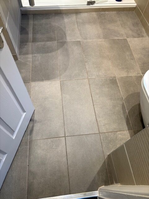 Bathroom Floor Before Grout Colouring in Matlock